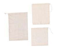 HOLIDYOYO 3pcs Cotton Drawstring Bags Mesh Vegetable Fruit Storage Easy Fold Strong Capacity for Shopping Kitchen