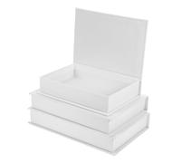 HOLIDYOYO 3pcs Decorative Book Storage Box Linen Faux Books with Hidden Compartment White Vintage Book-shaped Storage for Rings and Keys on Bookshelves and Offices