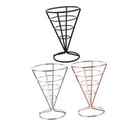 HOLIDYOYO 3pcs Iron Ice Cream Cone Holder Stand with Stable Design for French Fries Sushi Popcorn Display Compact Multi-purpose Snack Brackets in Silver Black Rose Gold for Parties and