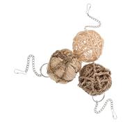 HOLIDYOYO 3Pcs Natural Bird Set for Parrots Pets Rattan Chew Balls Hanging Playground Accessories Easy to Clean Install for Cage Enrichment Beak Maintenance