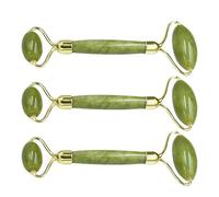 HOLIDYOYO 3pcs Natural Xiuyan Jade Double-Head Facial Roller Massager Set, Skin Care Massage Tool for Face and Neck, Portable Green Jade Beauty Stick for Wrinkle Reduction and Circulation