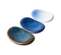 HOLIDYOYO 3pcs Porcelain Spoon Rest Heat Resistant Stove Top Utensil Holder for Kitchen Counter Coffee Bar Dishwasher Safe Cooking Accessory