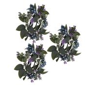 HOLIDYOYO 3pcs Purple Floral Candle Rings with Faux Eucalyptus Greenery Leaves Small Artificial Flower Wreaths for Wedding Table Centerpiece Farmhouse Party Decor PVC Material