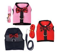HOLIDYOYO 3Pcs Small Pet Harness Set with Soft Breathable Mesh Vest Chest Strap for Puppy, Kitten, Rabbit, Squirrel and Hamster - Comfortable Supportive Walking Harness with Leash in Rose,