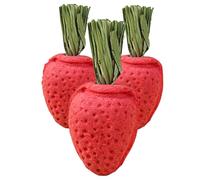 HOLIDYOYO 3pcs Small Strawberry Chew for Hamsters Rabbits and Chinchillas Natural Animal Molar Sticks for Teeth Grinding and Stress Relief Fun Pet Accessories for Nibbling and Playing