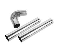 HOLIDYOYO 3pcs Stainless Steel Gas Fireplace Flue Chimney Pipe Set 6x30cm Tubes and 90° Elbow Connector, High-Temperature Resistant Vent Extension for Stove and Roof Chimney