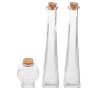 HOLIDYOYO 3pcs Wedding Sand Ceremony Set with Corked Glass Drift Bottles - Two Square Bottles and One Small Heart-Shaped Jar for Unity Sand Ritual and Decorative Keepsake