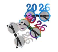 HOLIDYOYO 3pcs Year Number Glasses Retro Round Lens Party Eyewear Creative Holiday Photo Props for Nye Christmas Celebrations Accessory for Festive Events