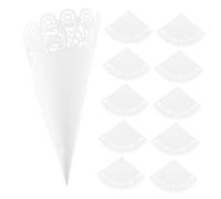 HOLIDYOYO 40pcs Elegant White Lace Paper Confetti Cones for Weddings Birthdays Parties Petal Holder DIY Scattered Flower Cones for Engagement Holiday Decorations