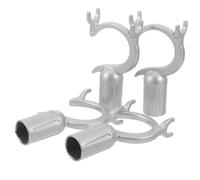 HOLIDYOYO 4pcs Aluminum Alloy Mop Handle Replacement Fork Heads Gray Utility Hooks for Clothes Poles Hanging Laundry Closet Rods Household Cleaning Accessories