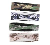 HOLIDYOYO 4pcs Camouflage Sport Yoga Headbands Unisex Sweat-wicking Elastic Sweatbands for Running Gym Yoga Breathable Quick-dry Workout Hairbands for Men and Women