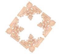 HOLIDYOYO 4pcs Carved Wooden Onlay Appliques 15x15cm, French Style Floral Ceiling Corner Decor for Living Room Furniture, Wooden Decorative Carved Applique Set for Home Ornament