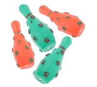 HOLIDYOYO 4pcs Dog Fetch Toy Footprint Bowling Squeaky Ball Indestructible Dogs Pet Chew Toy Pet Supplies