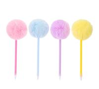 HOLIDYOYO 4pcs Fluffy Pen with Plush Pompom Design Smooth Writing Ergonomic Portable Pen for School and Home Use for Writing Loved by Students and Adults