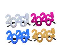 HOLIDYOYO 4pcs Glitter Year Plastic Glasses Lightweight Party Eyewear for All Day Wear Reusable Photo Props in Silver Blue