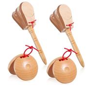 HOLIDYOYO 4pcs Handheld Castanets Wooden Percussion Noise Maker with Comfortable Grip Rustic Wood Patterns Pleasant Sound for Instructional Scenarios and Musical Events