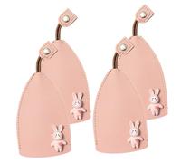 HOLIDYOYO 4pcs Leather Car Key Cover Lightweight PU Pull-out Key Fob Case for Women Scratch Protection Portable Mini Holder Bag
