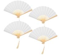 HOLIDYOYO 4pcs Mini Folding Paper Fans for Dolls, Portable Tiny Handheld Fans, Small Vintage Props for DIY Crafts and Photography Decoration