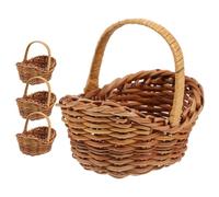 HOLIDYOYO 4pcs Mini Woven with Handles Easter Egg Basket Miniature Willow Basket Flower Basket Tiny Hamper Mini Scene Prop for Crafts Storage Dollhouse