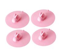 HOLIDYOYO 4pcs Rabbit Design Silicone Floor Drain Plug Pink Bathtub and Kitchen Sink Stopper Sealing Water Blocker for Bathroom and Laundry Use
