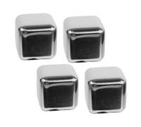 HOLIDYOYO 4Pcs Reusable Stainless Steel Whiskey Ice Cubes Chilling Stones for Bars Restaurants Home Use Food-Grade Metal Cooling Blocks for Beer Wine Cocktails Non-Toxic and Quick Chill