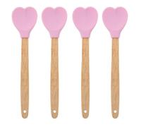 HOLIDYOYO 4pcs Silicone Spoon Spatula: Heart-Shaped Mixing Utensil with Wooden Handle - Kitchen Tools for Baking Mixing Stirring Cake Cream Jam Butter Spreading