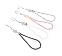 HOLIDYOYO 4Pcs Star Design Mobile Phone Lanyard Wrist Strap Durable Lost Keychain for Camera Purse and Keys Black White Pink Purple for Hiking and Daily Use