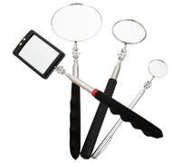 HOLIDYOYO 4pcs Telescoping Lighted Inspection Mirror with Flexible Rotating Neck Compact Metal Frame Rod for Mechanics Inspectors Dentists and Toolmakers