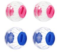 HOLIDYOYO 4PCS Transparent Hamster Exercise Balls with No-escape Lock Silent Running Wheels for Small Pets Including Gerbils Guinea Pigs and Mice Cage Activity in Blue and Pink