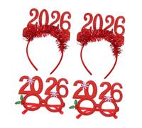 HOLIDYOYO 4PCS Year Party Headbands Glitter Hair Hoops Eyeglasses Lightweight Comfortable Festive Accessories for Christmas Years Eve Celebration