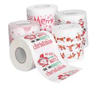 HOLIDYOYO 5 Rolls Christmas Toilet Paper Cartoon Tissue Soft Absorbent Holiday Bathroom and Kitchen with Unique Festive Prints Practical Xmas Stocking Stuffers and Party Favors