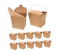 HOLIDYOYO 50pcs Kraft Paper Chinese Takeout Boxes with Wire Handle 16oz Food Containers for Restaurant Takeaway Fast Food Packaging, Pails for Fried Rice and Chicken