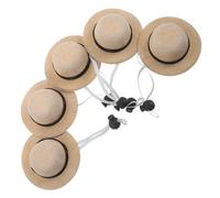 HOLIDYOYO 5pcs Adjustable Mini Hats with Ear Holes, Large Black Ribbon Sun Hats for Small Dogs and Cats, Puppy Outdoor Summer Costume Accessories