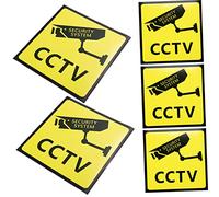 HOLIDYOYO 5pcs Cctv Video Security Warning Signs Outdoor Private Property Monitored Alarm Stickers with Strong Adhesion for Home Business Protection
