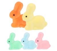HOLIDYOYO 5pcs Cute Mini Flocked Figurines Easter Bunny Ornaments for Cake Decorations and Garden Decor Soft Pastel Colors Charming Flocking Finish for Spring Celebrations