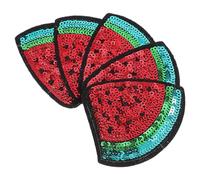 HOLIDYOYO 5pcs Red Watermelon Fruits Embroidered Patch with Polyester Thread Fabric, Easy Application Sew on Badge for Jackets and Dresses, Stylish Cartoon Applique Concealing Flaws