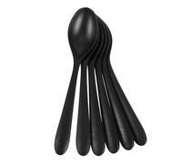HOLIDYOYO 6pcs Black Imitation Porcelain Soup Spoons Stylish Tableware for Home and Restaurant Use Odorless Commercial Quality for Signature Soups and Culinary Creations