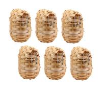 HOLIDYOYO 6Pcs Handmade Bamboo Bird Nests with Hooks Rustic Woven Bird Houses for Garden Decoration Natural Shelters Creative Art Crafts for Wild