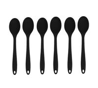 HOLIDYOYO 6pcs Kitchen Cooking Spoon Soup Spoons Silicone Serving Utensils for Soup Black