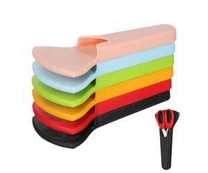 HOLIDYOYO 6pcs Kitchen Shears Magnetic Blade Covers Set with Holder, Heavy Duty Scissors Protective Sheaths for Fridge, Multi-color Magnetic Scissor Sleeves for Home and Beauty Use