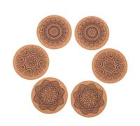 HOLIDYOYO 6pcs Mandala Printed Cork Coasters Round Heat-resistant Cup Pads for Home Kitchen Dining Table Non-slip Drink Mats