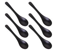 HOLIDYOYO 6Pcs Matte Black Soup Spoons Imitation Porcelain Flatware