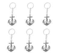 HOLIDYOYO 6Pcs Nautical Themed Keychain: Silver Metal Anchor Keyring - Nautical Party Favor - Car Key Pendant - Cellphone Decorations for Wedding Party Favor