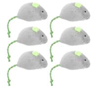 HOLIDYOYO 6pcs Plush Mouse Cat for Indoor Cats, Soft Chewing with Interactive Design, Gray Stuffed Animal Mice for Boredom Relief and Play