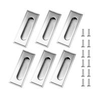 HOLIDYOYO 6pcs Silver Embedded Cabinet Door Handles Stainless Steel Invisible Wardrobe Pulls for Furniture Cupboards Home Use