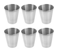 HOLIDYOYO 6pcs Stainless Steel Shot Glass, Whisky Cup, 70ml, Silver, Stainless Steel, Fine Polished Surface, Family Gathering and Picnic