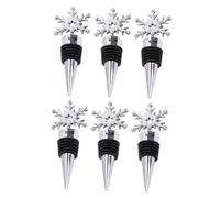 HOLIDYOYO 6Pcs Stainless Steel Snowflake Bottle Sealing Plugs Airtight Wine Bottle Stoppers with Smooth Edges for Wine Preservation and Freshness