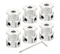 HOLIDYOYO 6pcs Timing Belt Pulley Teeth Bore with Allen Wrench Anti-slip Synchronous Wheel for Belt Drive Idler Pulley for Printer Repair and Maintenance