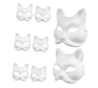 HOLIDYOYO 8pcs DIY Blank Cat and Fox Masks for Adults Unpainted Paper Craft for Halloween Party Cosplay and Creative Hand Painted Decor Family Art Activity Kit