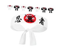 HOLIDYOYO 8pcs Japanese Ninja Headbands Lightweight Samurai Print Hair Wraps for Men and Women Comfortable Versatile Hair Accessories for Karate Training Chefs and Cosplay